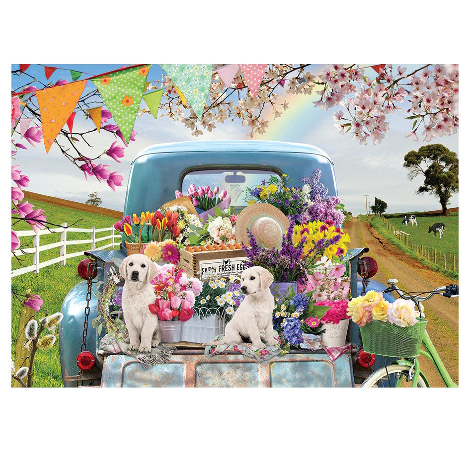 Cobble Hill 500 Piece Puzzle - Country Truck in Spring