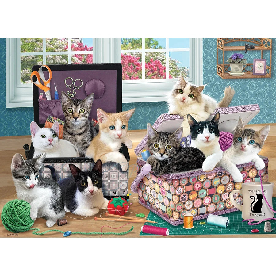 Cobble Hill 500 Piece Puzzle - Crafty Kittens