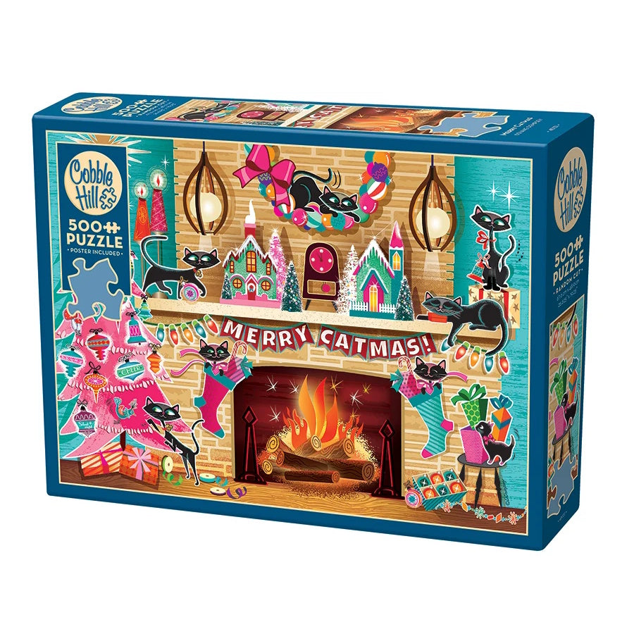 Cobble Hill 500 Piece Puzzle - Merry Catmas