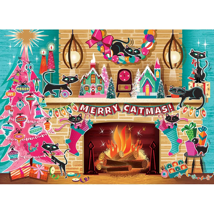 Cobble Hill 500 Piece Puzzle - Merry Catmas