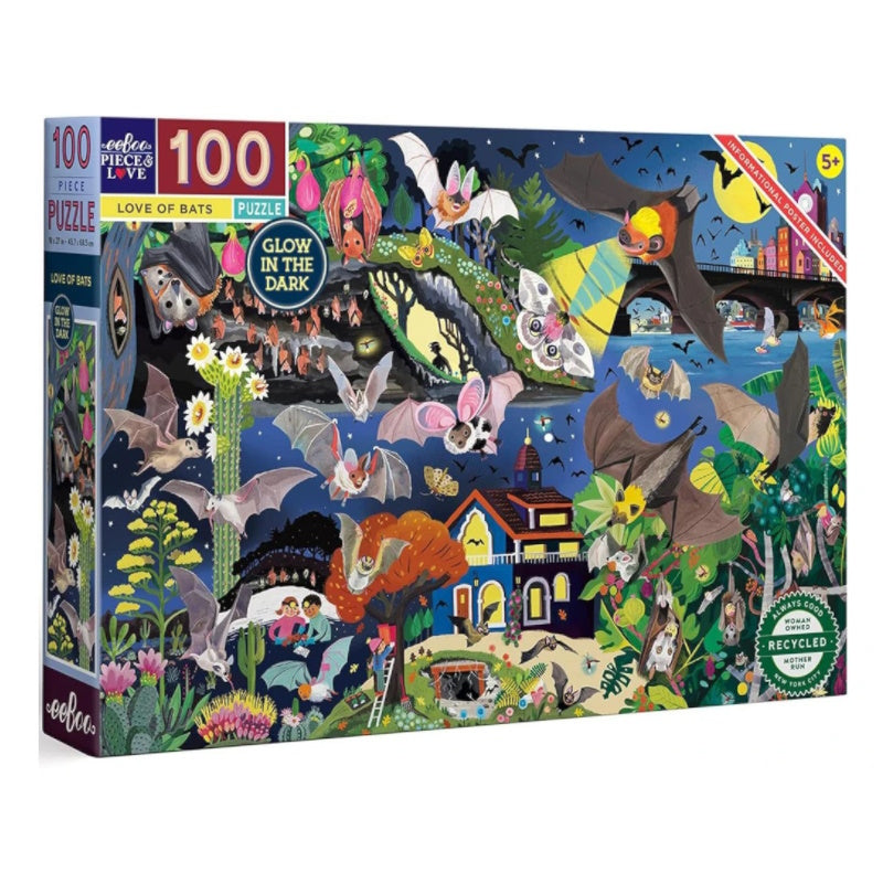 eeBoo Love for Bats 100 Piece Puzzle