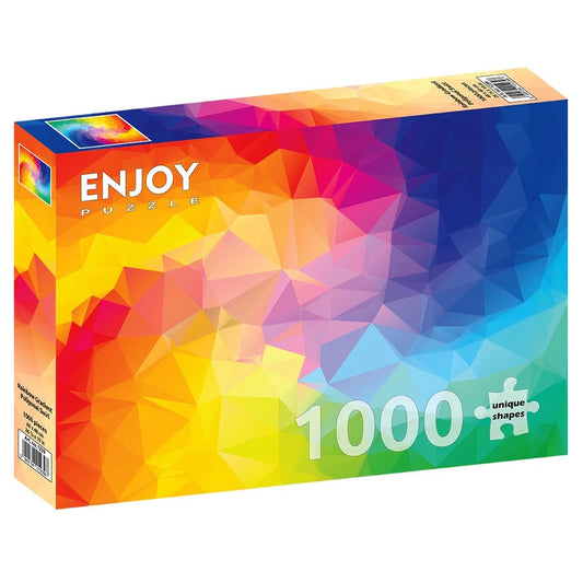 Enjoy 1000 Piece Puzzle - Rainbow Gradient Polygonal Swirl