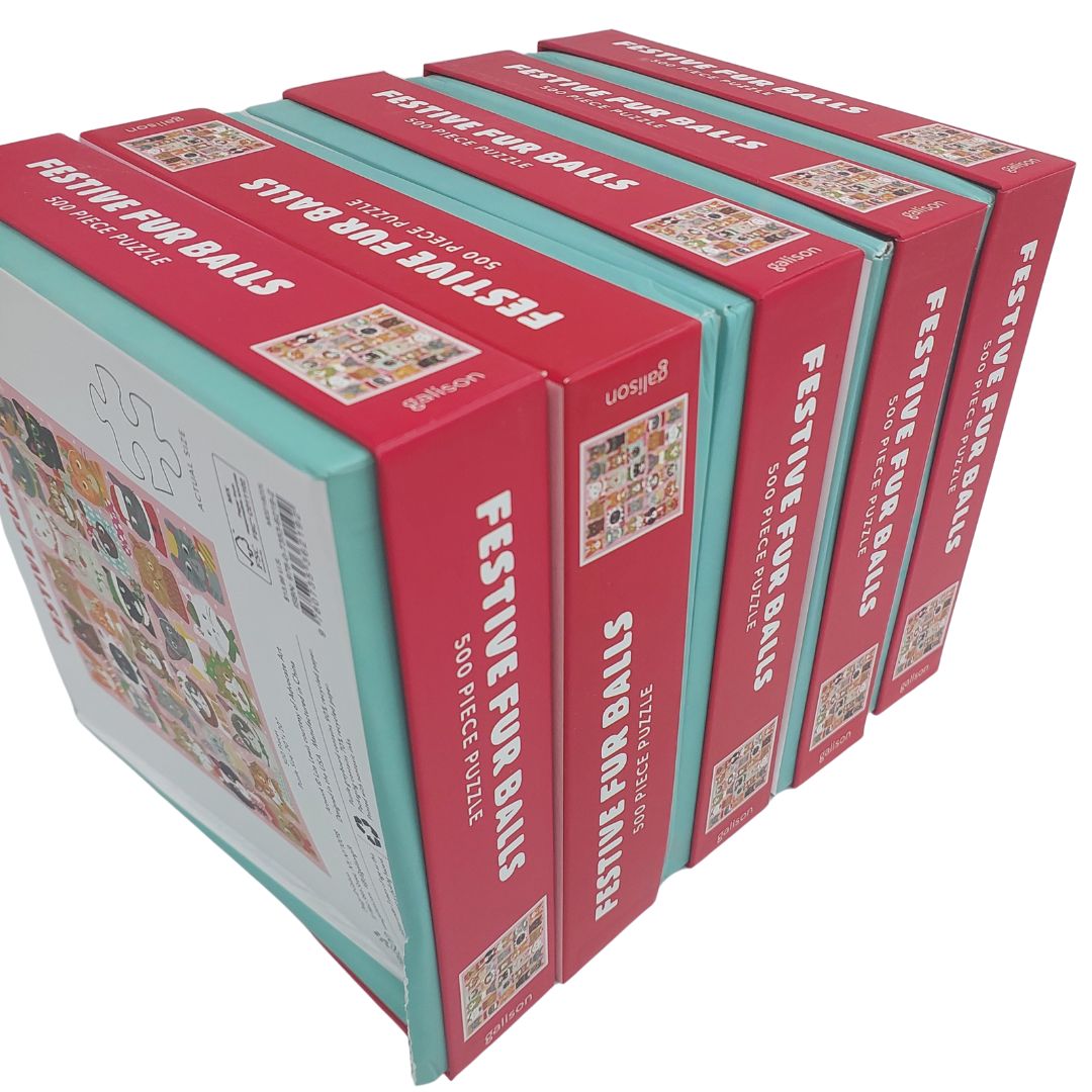 Galison 500 Piece Puzzle - Festive Furballs (Damaged Box)