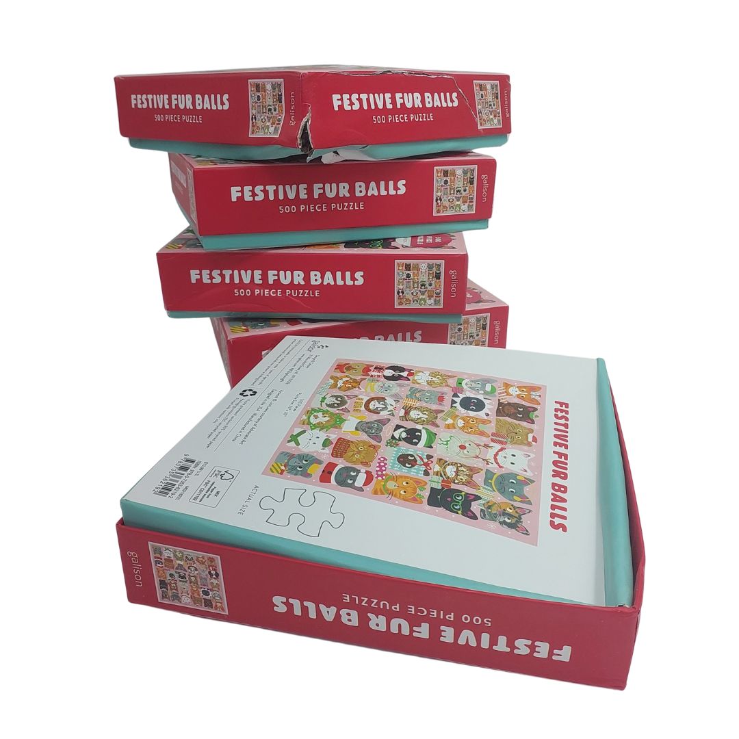Galison 500 Piece Puzzle - Festive Furballs (Damaged Box)