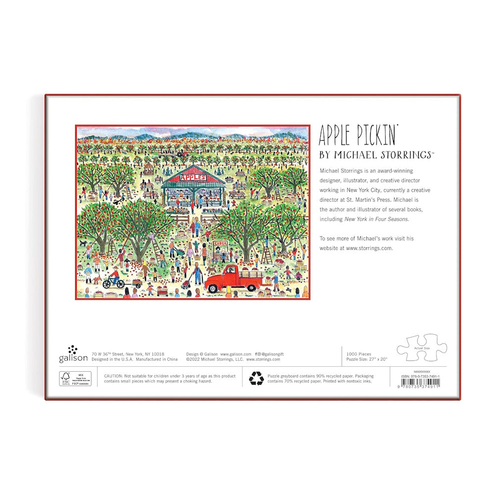 Galison 1000 Piece Puzzle - Michael Storrings Apple Pickin'
