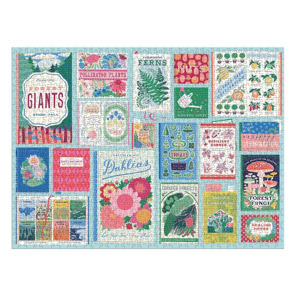 Galison 1000 Piece Puzzle - Ever Upward Botanist Bookshelf