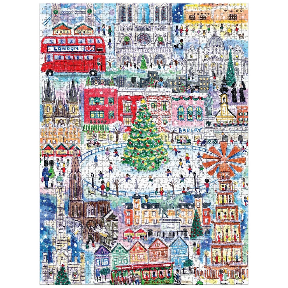 Galison 1500 Piece Puzzle - Michael Storrings Christmas Around the World