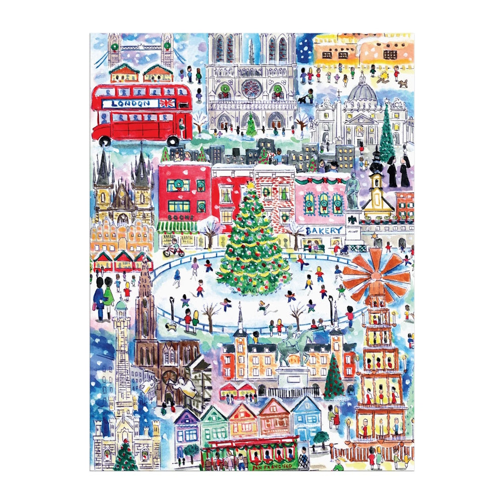 Galison 1500 Piece Puzzle - Michael Storrings Christmas Around the World