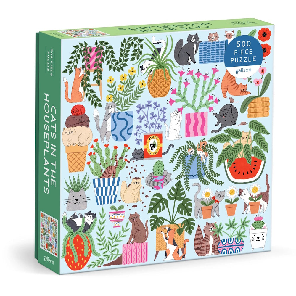 Galison 500 Piece Puzzle - Cats in the Houseplants