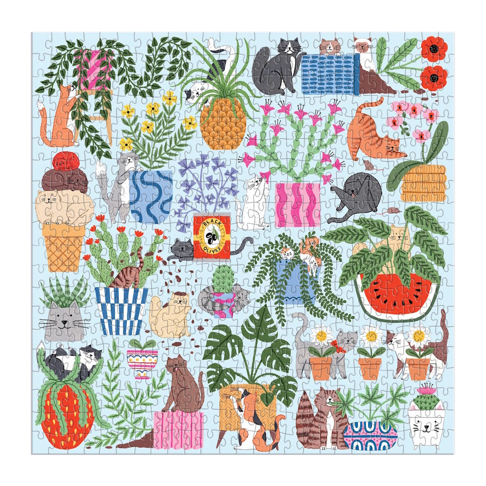 Galison 500 Piece Puzzle - Cats in the Houseplants