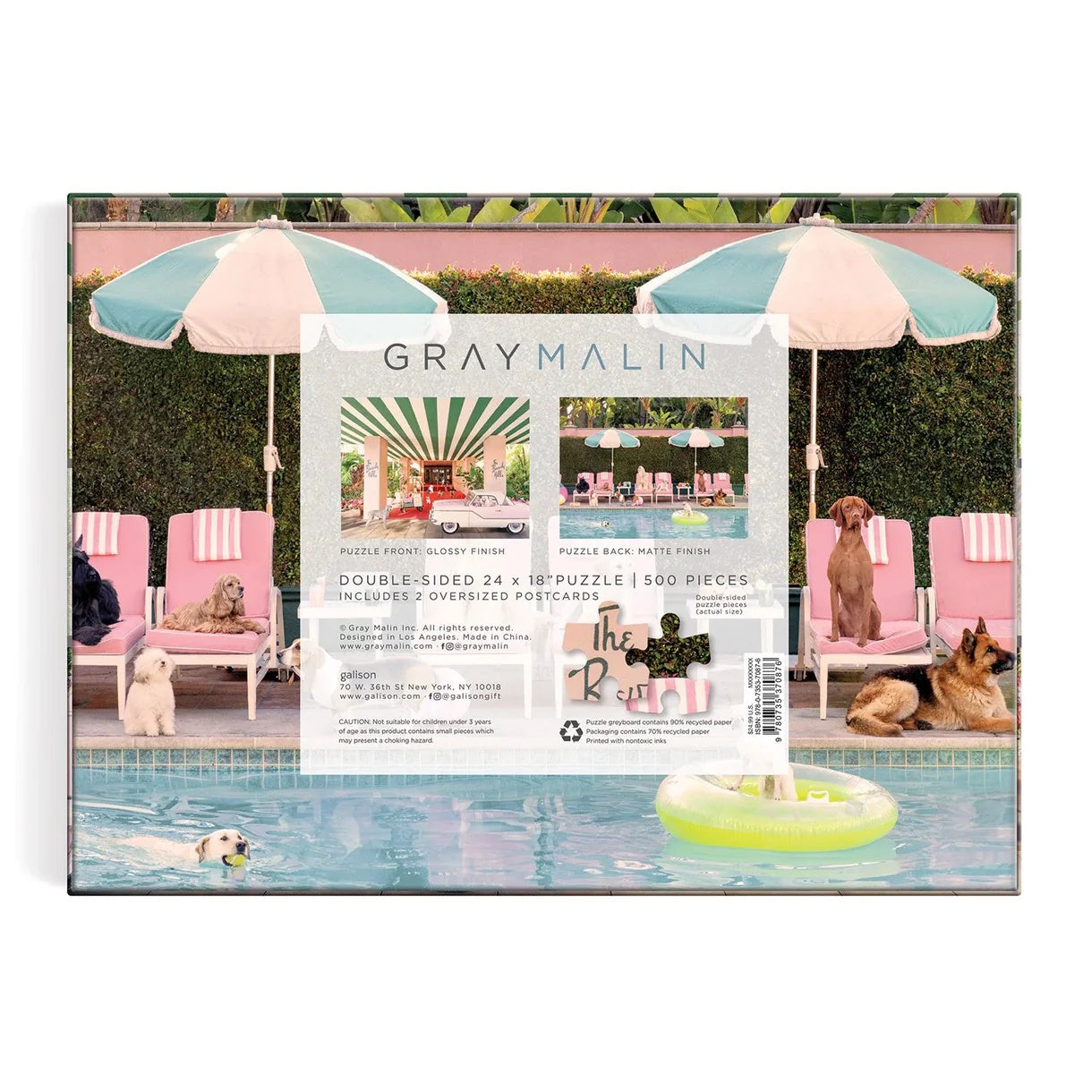 Gray Malin The Dogs at The Beverly Hills Hotel Double-Sided 500 Piece Puzzle