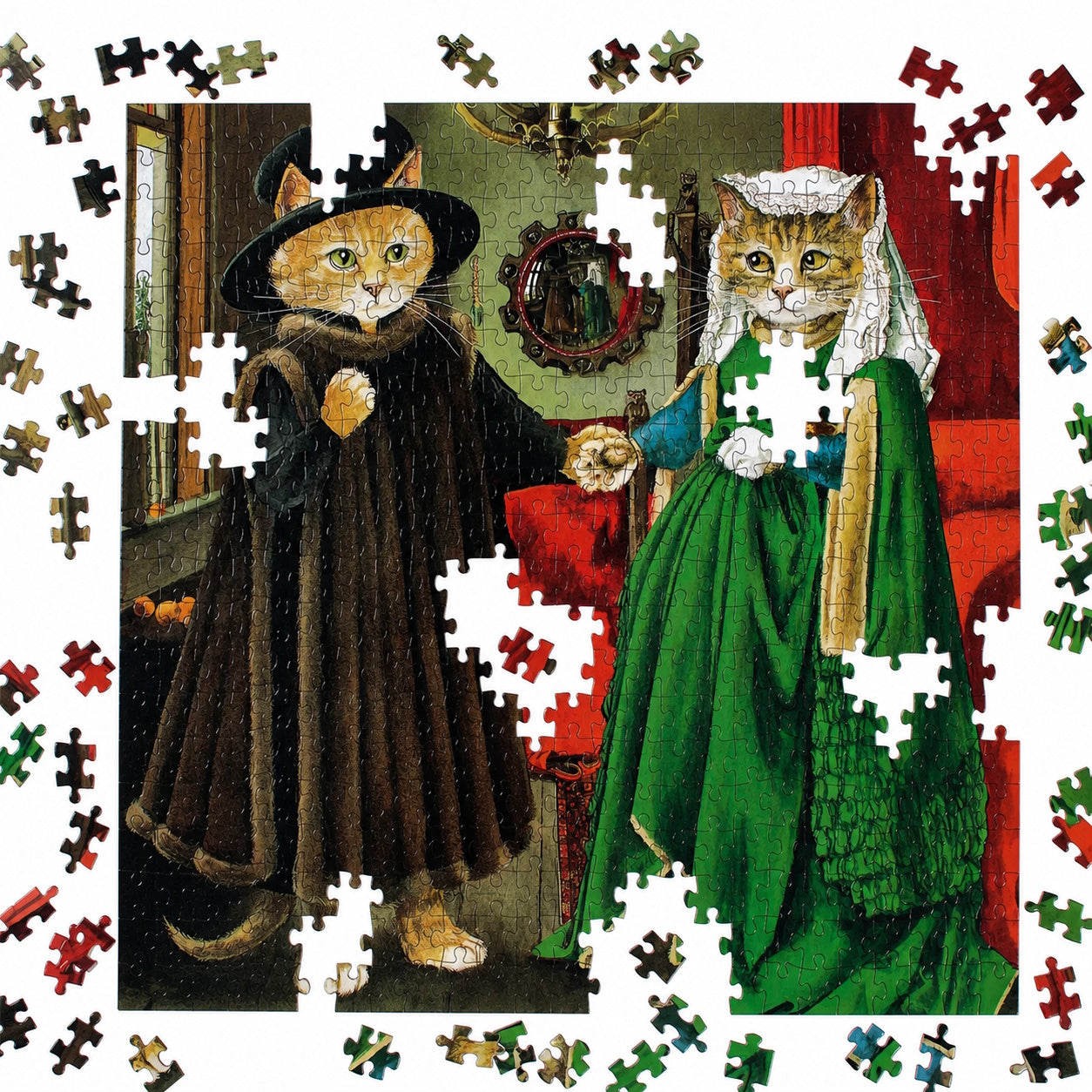 Galison 500 Piece Puzzle - Meowsterpiece of Western Art: The Arnolfini Marriage