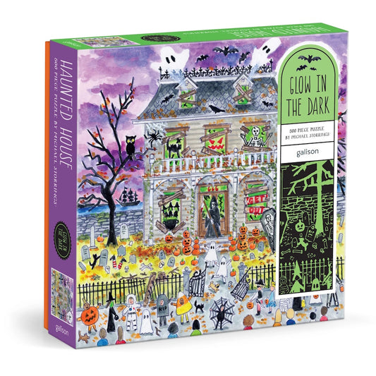 Galison 500 Piece Puzzle - Michael Storrings Glow in the Dark Haunted House