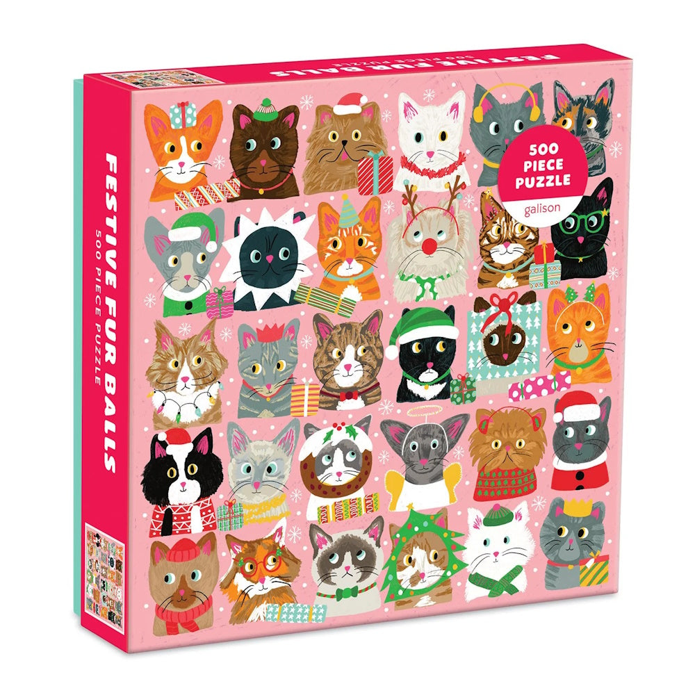 Galison 500 Piece Puzzle - Festive Furballs