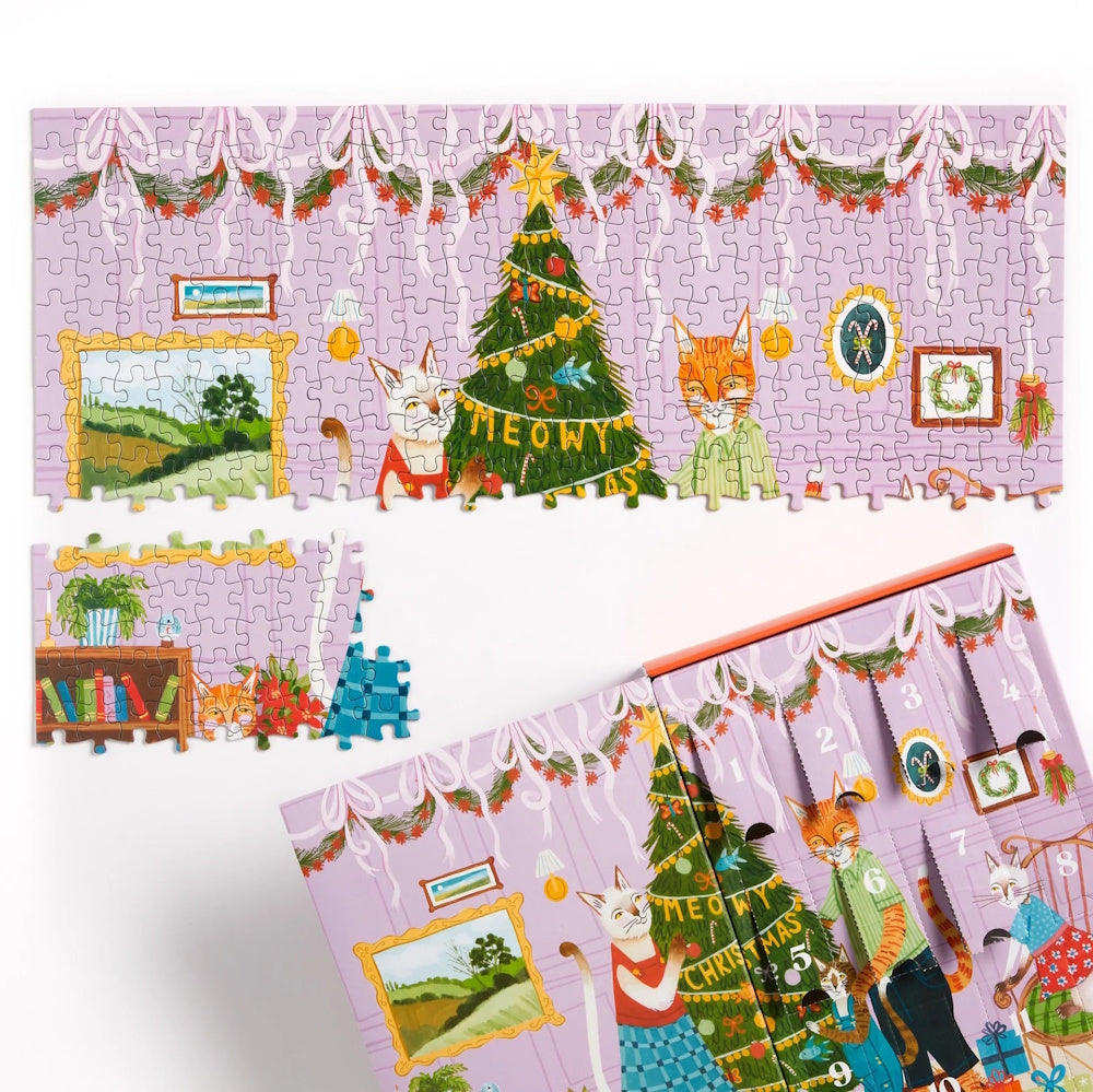 Galison Meowy Christmas 12 Days of Puzzles 500 Piece Countdown
