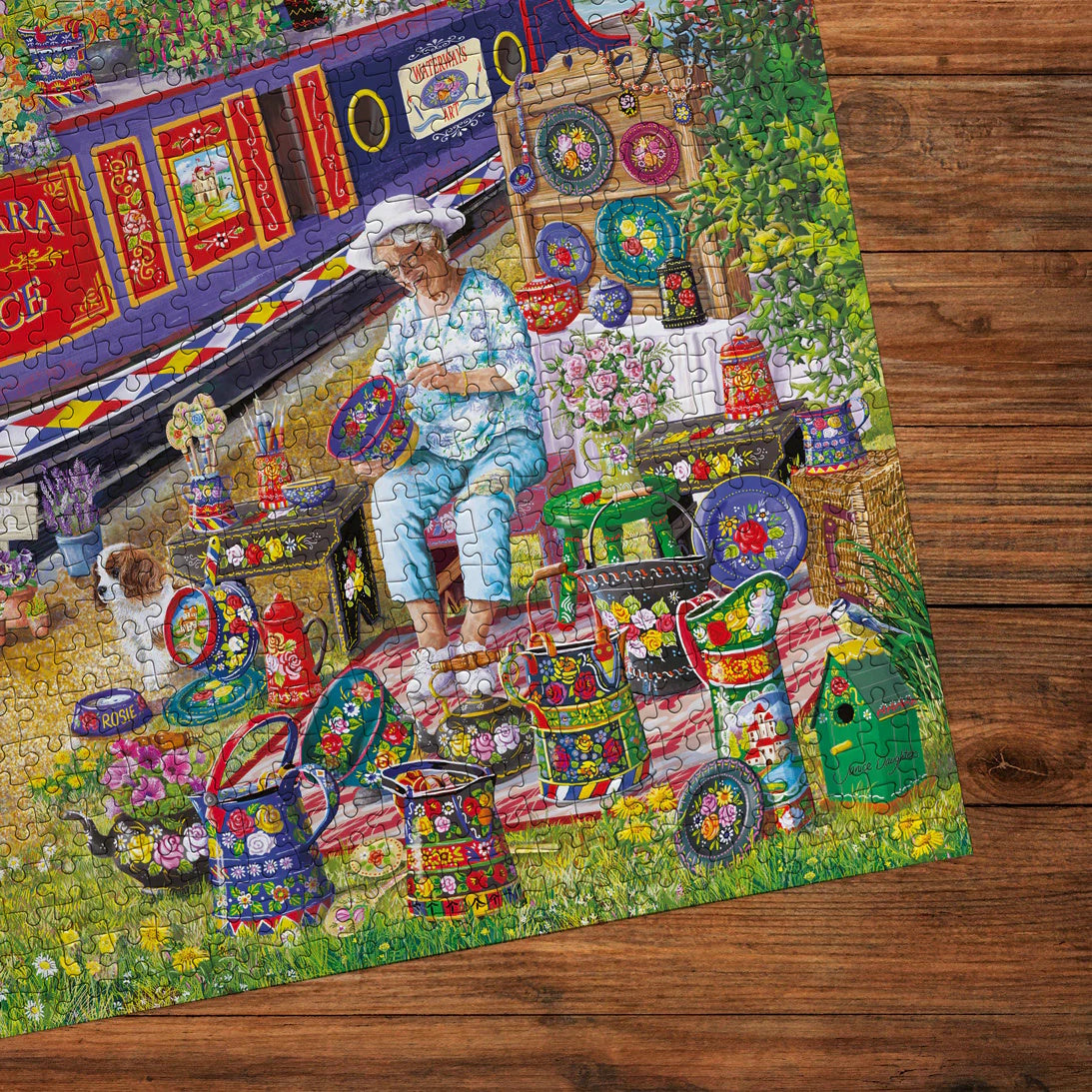 Gibsons 1000 Piece Jigsaw Puzzle - Canal Boat Blooms