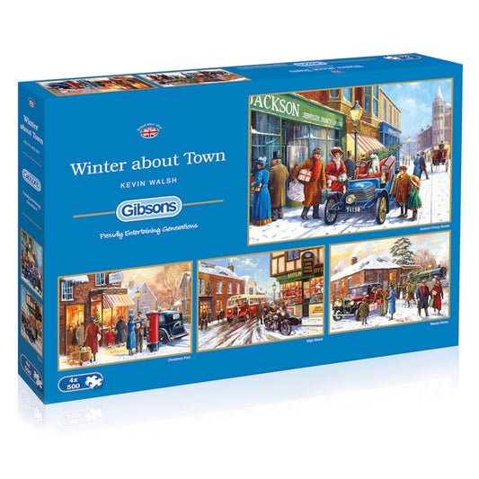Gibsons 4 x 500 Piece Jigsaw Puzzles - Winter About Town