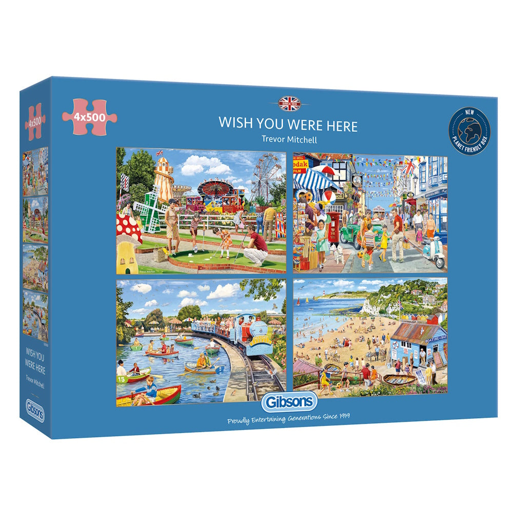 Gibsons 4 x 500 Piece Jigsaw Puzzles - Wish You Were Here