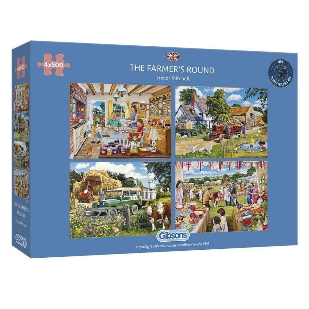 Gibsons 4 x 500 Piece Jigsaw Puzzles - The Farmer's Round