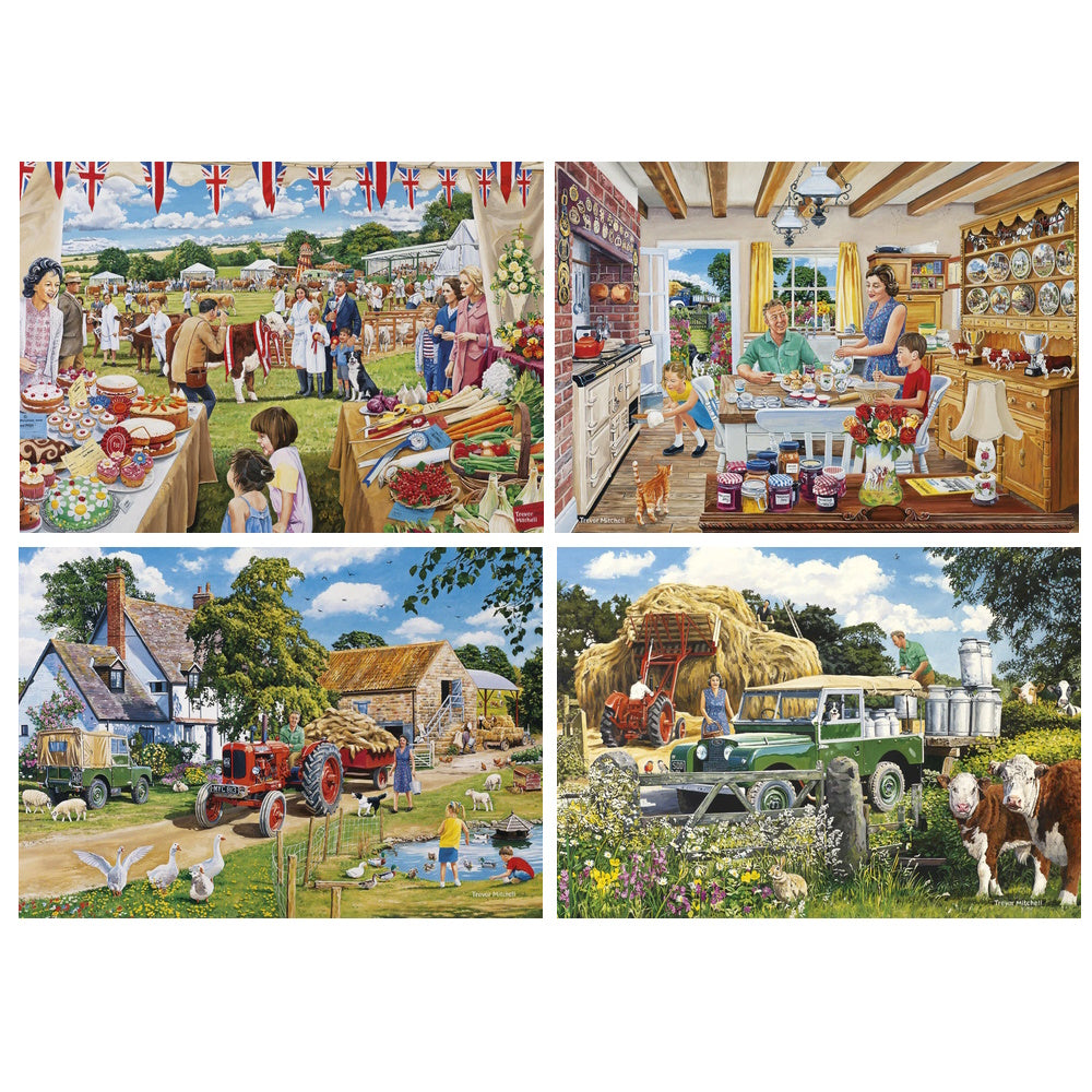 Gibsons 4 x 500 Piece Jigsaw Puzzles - The Farmer's Round