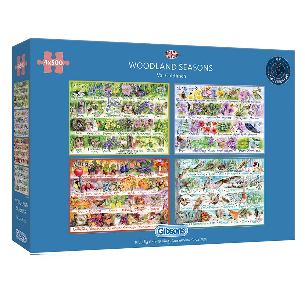 Gibsons 4 x 500 Piece Jigsaw Puzzles Woodland Seasons The Jigstore