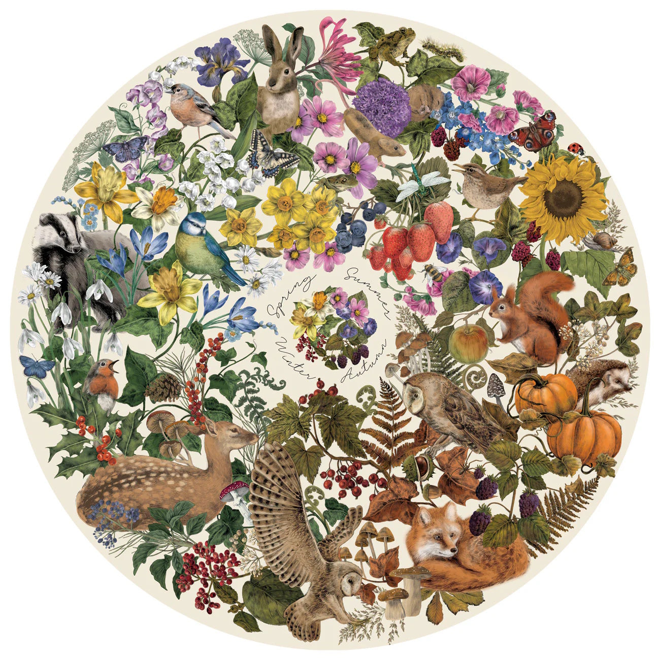 Gibsons The Art File 500 Piece Circular Jigsaw Puzzle - Nature's Seasons