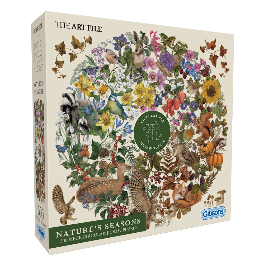 Gibsons The Art File 500 Piece Circular Jigsaw Puzzle - Nature's Seasons
