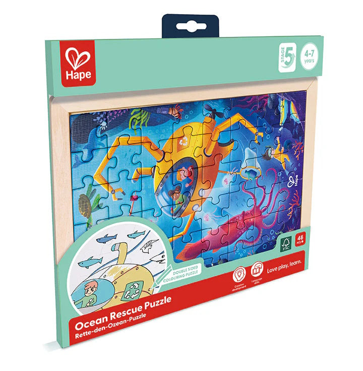 Hape Double Sided Colour Puzzle 48 Piece Ocean Rescue