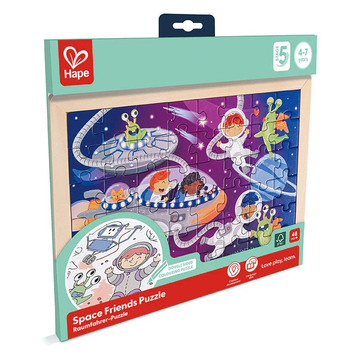 Hape Double Sided Colour Puzzle 48 Piece Space Friends