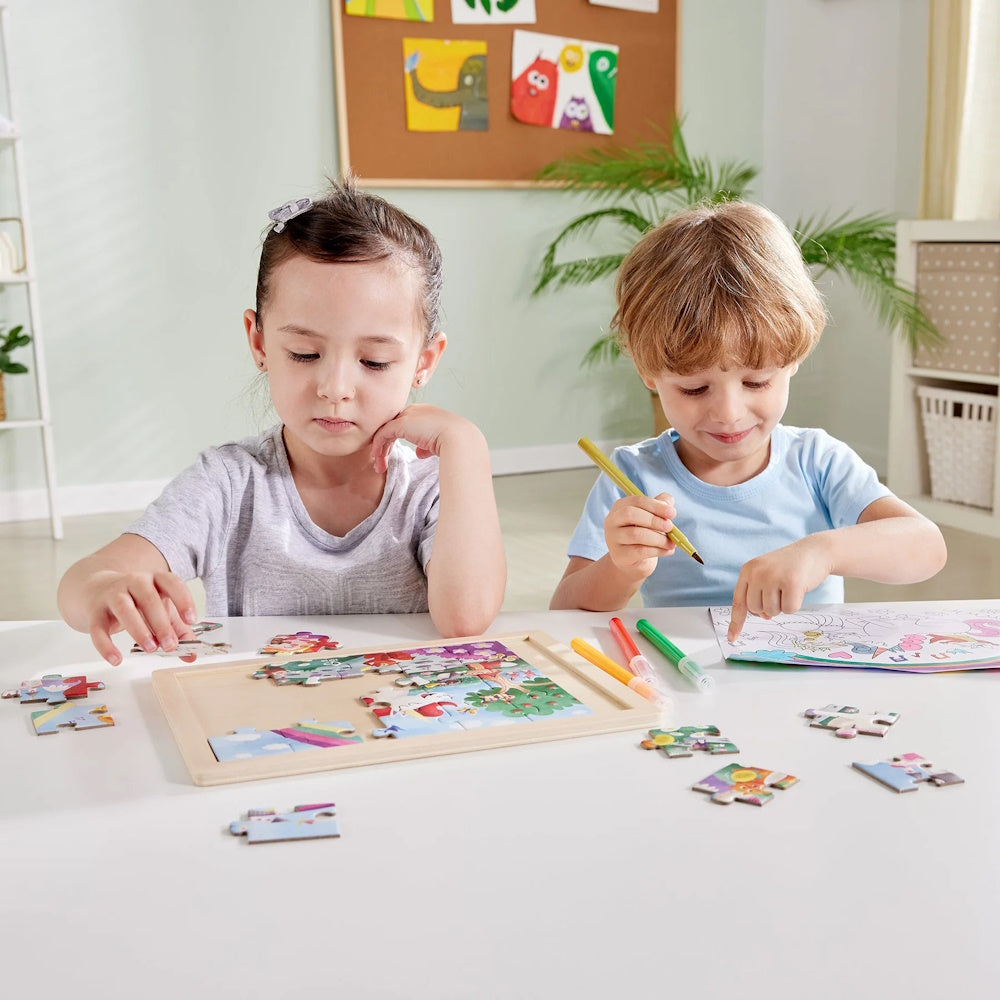 Hape Double Sided Colour Puzzle 24 Piece Unicorn & Friends