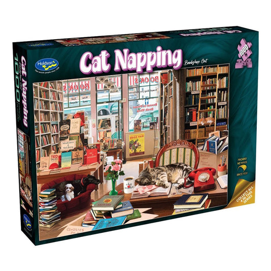 Holdson Cat Napping 1000 Piece Puzzle - Bookshop Cat