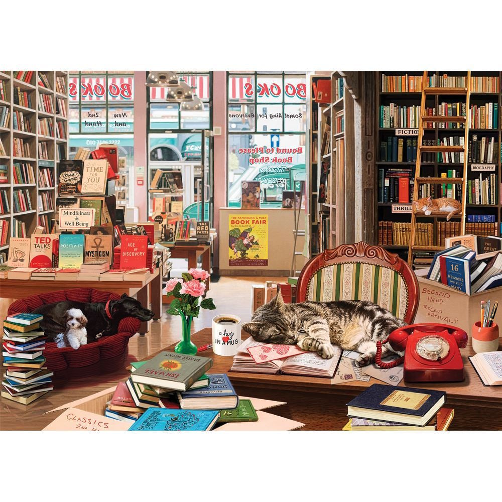 Holdson Cat Napping 1000 Piece Puzzle - Bookshop Cat
