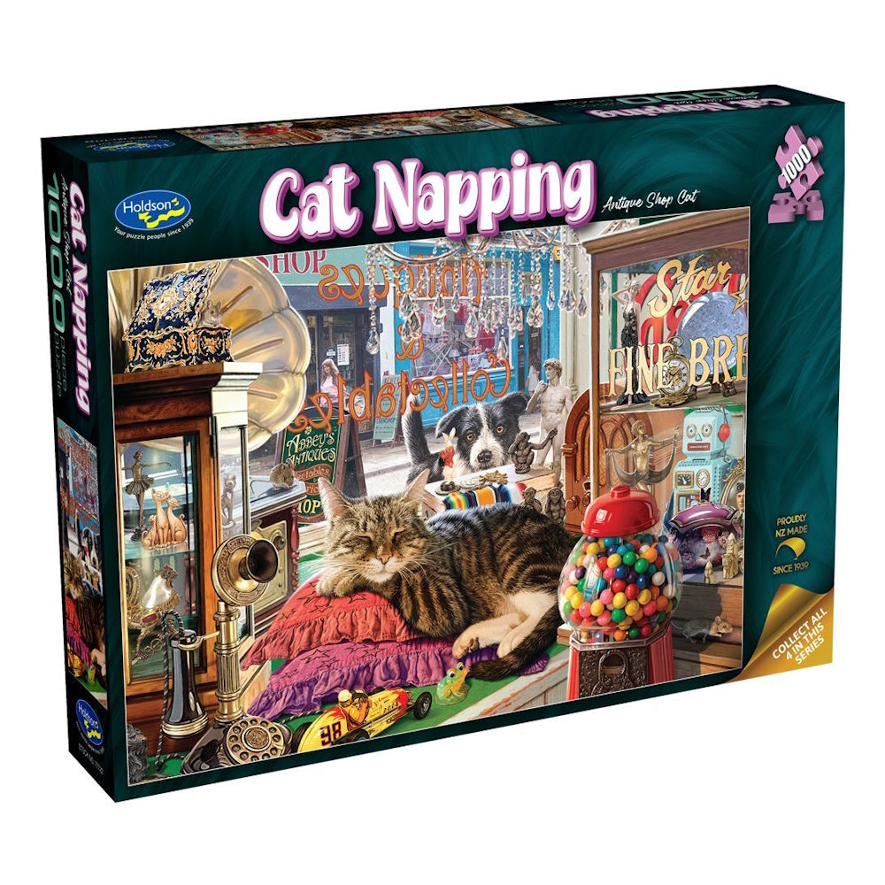 Holdson Cat Napping 1000 Piece Puzzle - Antique Shop Cat