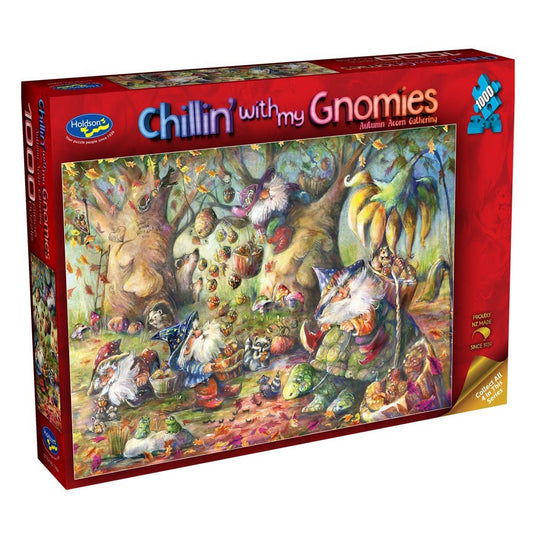 Holdson Chillin' with my Gnomies 1000 Piece Puzzle - Autumn Acorn Gathering