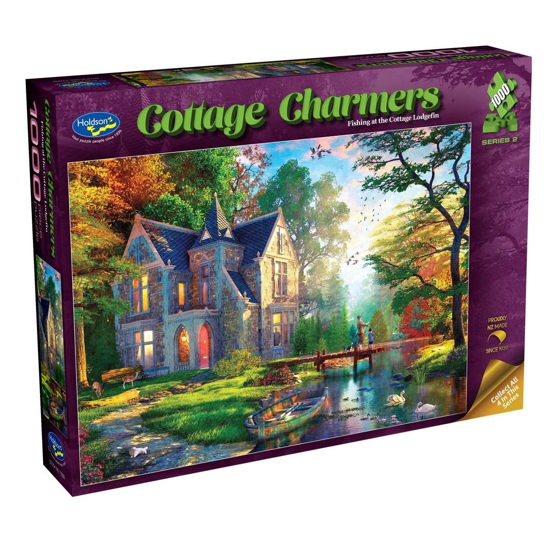 Holdson Cottage Charmers 1000 Piece Puzzle - Fishing at the Cottage Lodgefin