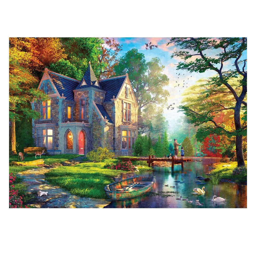 Holdson Cottage Charmers 1000 Piece Puzzle - Fishing at the Cottage Lodgefin