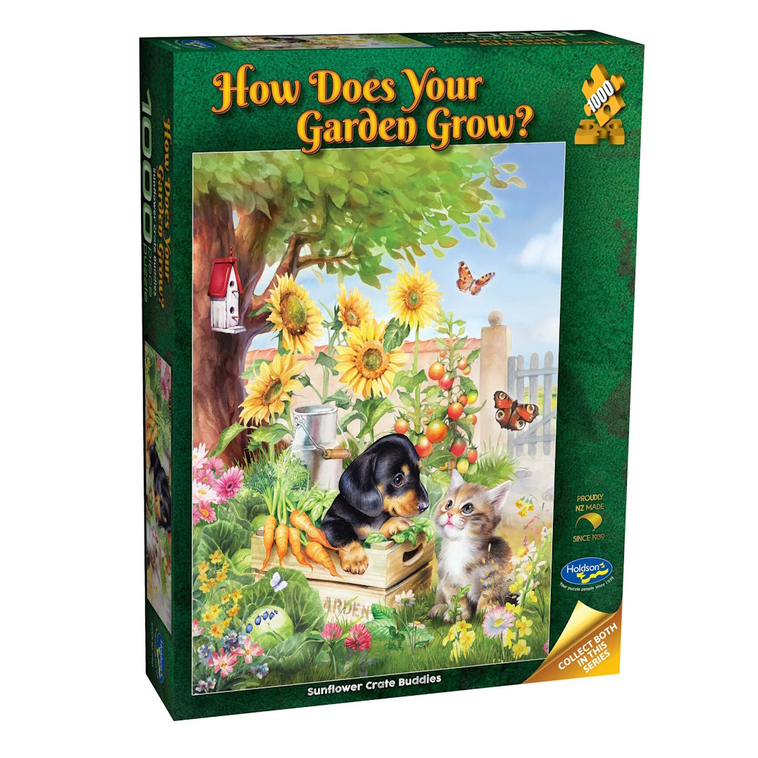 Holdson How Does your Garden Grow? 1000 Piece Puzzle - Sunflower Crate Buddies