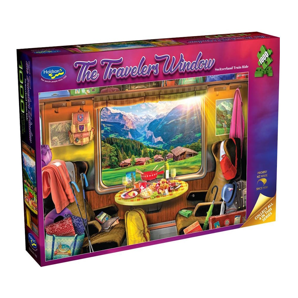 Holdson The Travelers Window 1000 Piece Puzzle - Switzerland Train Ride