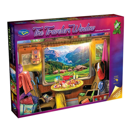 Holdson The Travelers Window 1000 Piece Puzzle - Switzerland Train Ride