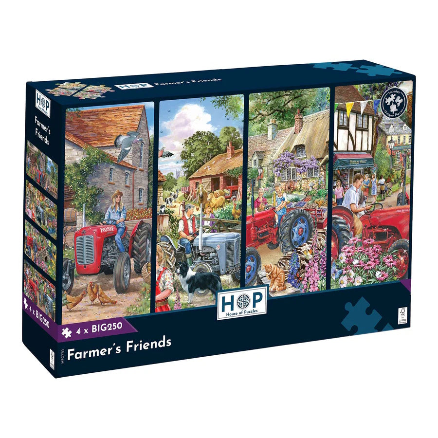 House of Puzzles 4 x BIG 250 Piece Puzzles - Farmer's Friends