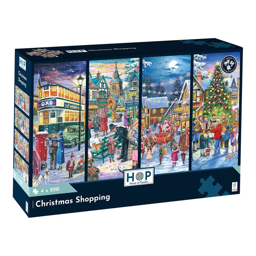 House of Puzzles 4 x 500 Piece Puzzles - Christmas Shopping