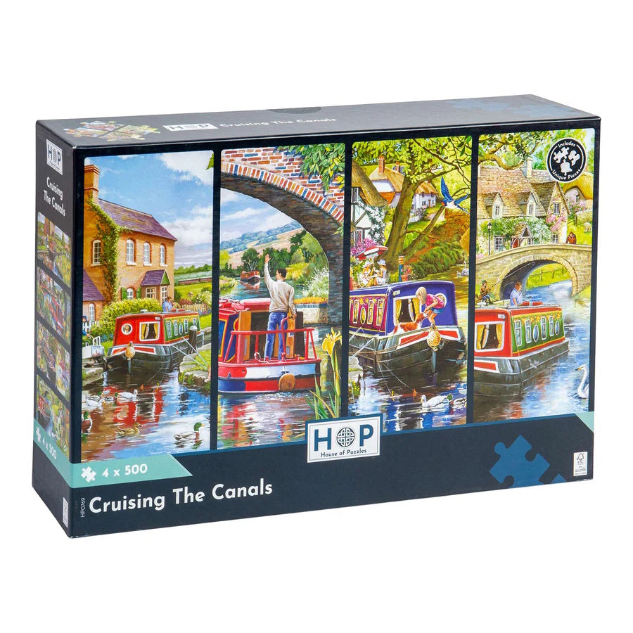 House of Puzzles 4 x 500 Piece Puzzles - Cruising the Canals