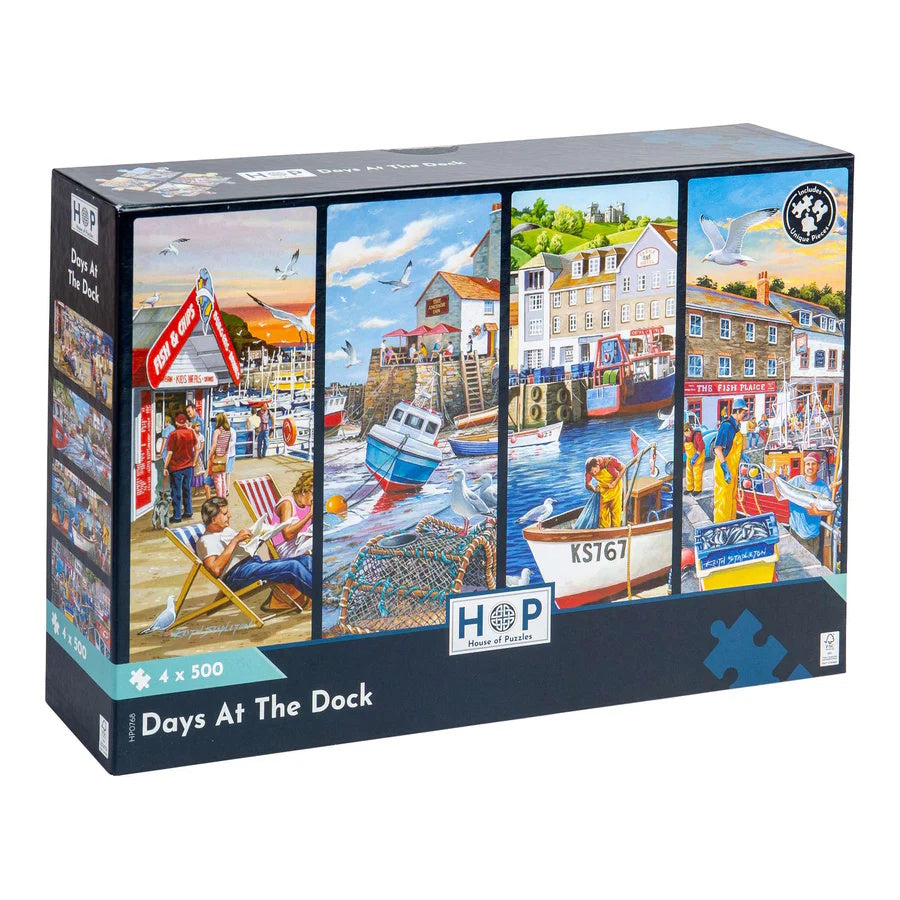 House of Puzzles 4 x 500 Piece Puzzles - Days at the Dock