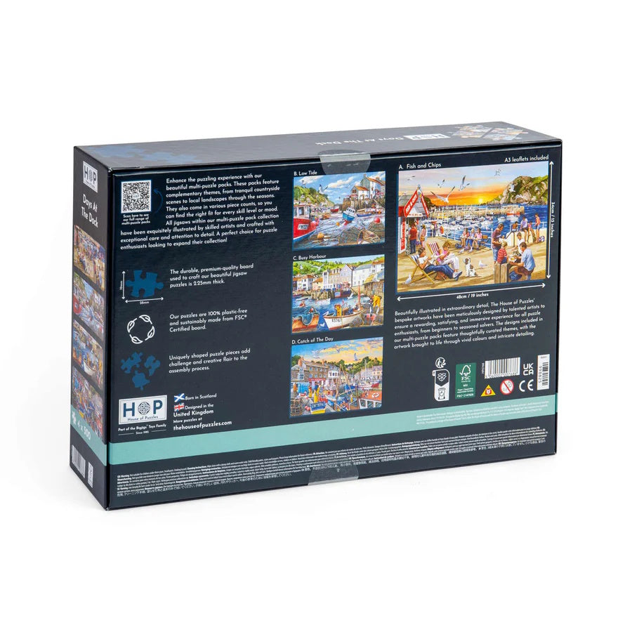 House of Puzzles 4 x 500 Piece Puzzles - Days at the Dock