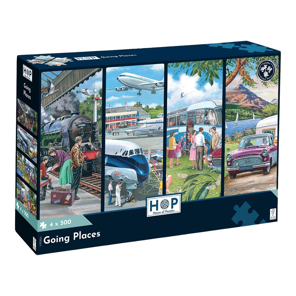 House of Puzzles 4 x 500 Piece Puzzles - Going Places