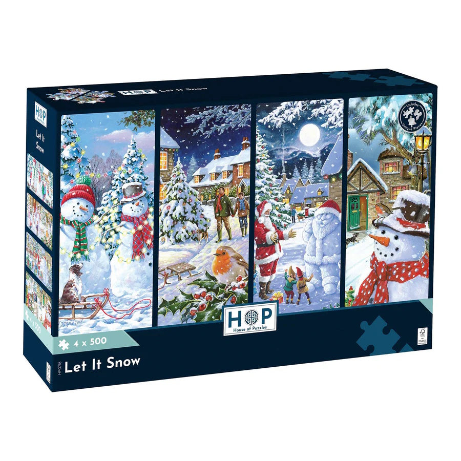 House of Puzzles 4 x 500 Piece Puzzles - Let it Snow