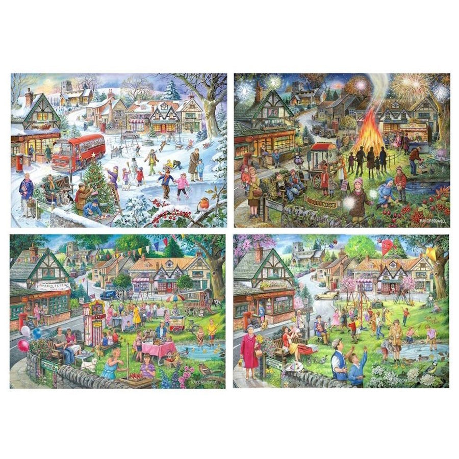 House of Puzzles 4 x 500 Piece Puzzles - Seasons on the Green