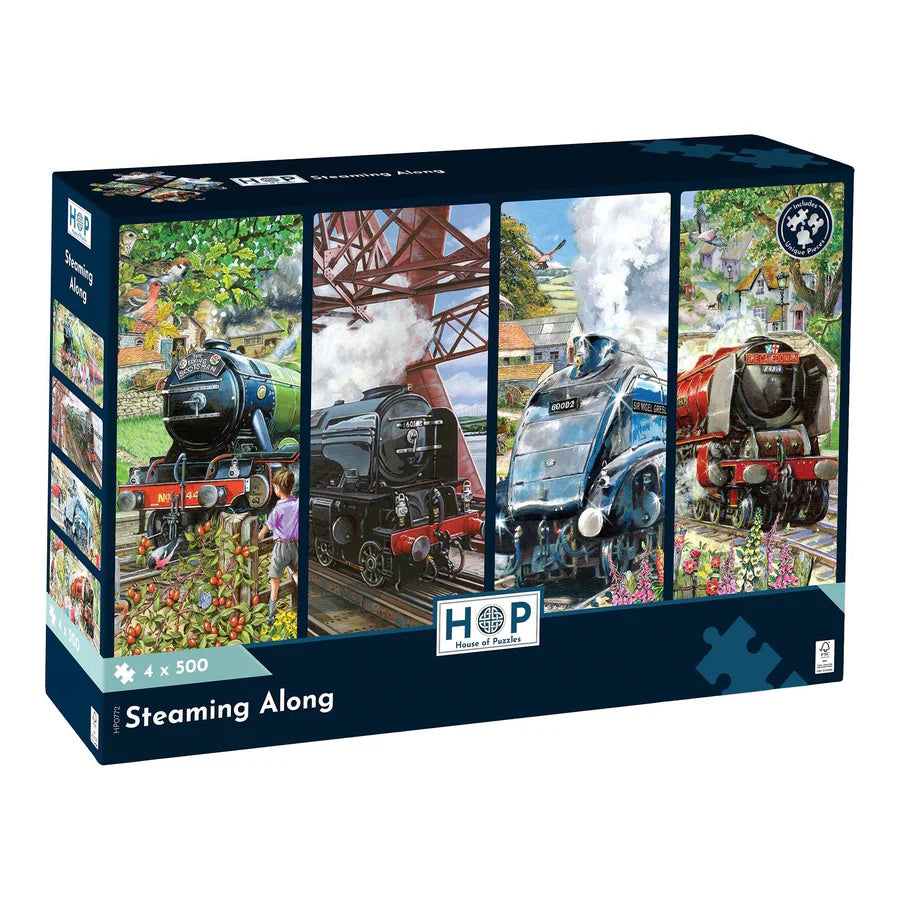 House of Puzzles 4 x 500 Piece Puzzles - Steaming Along