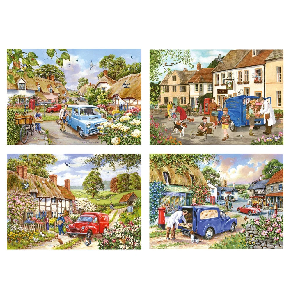 House of Puzzles 4 x 500 Piece Puzzles - Village Life