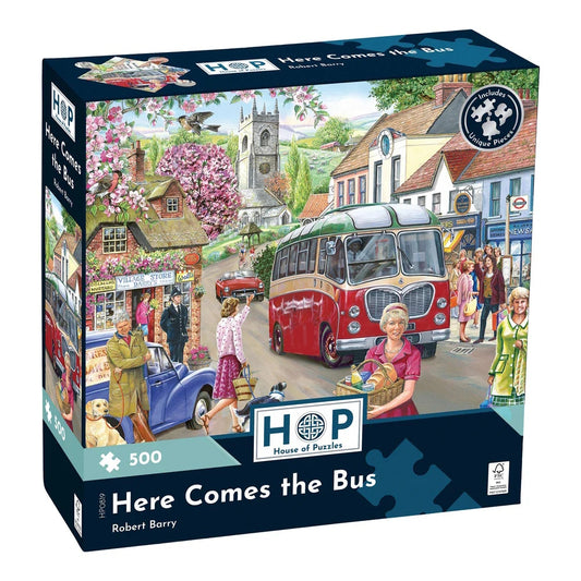 House of Puzzles 500 Piece Puzzle - Here Comes the Bus